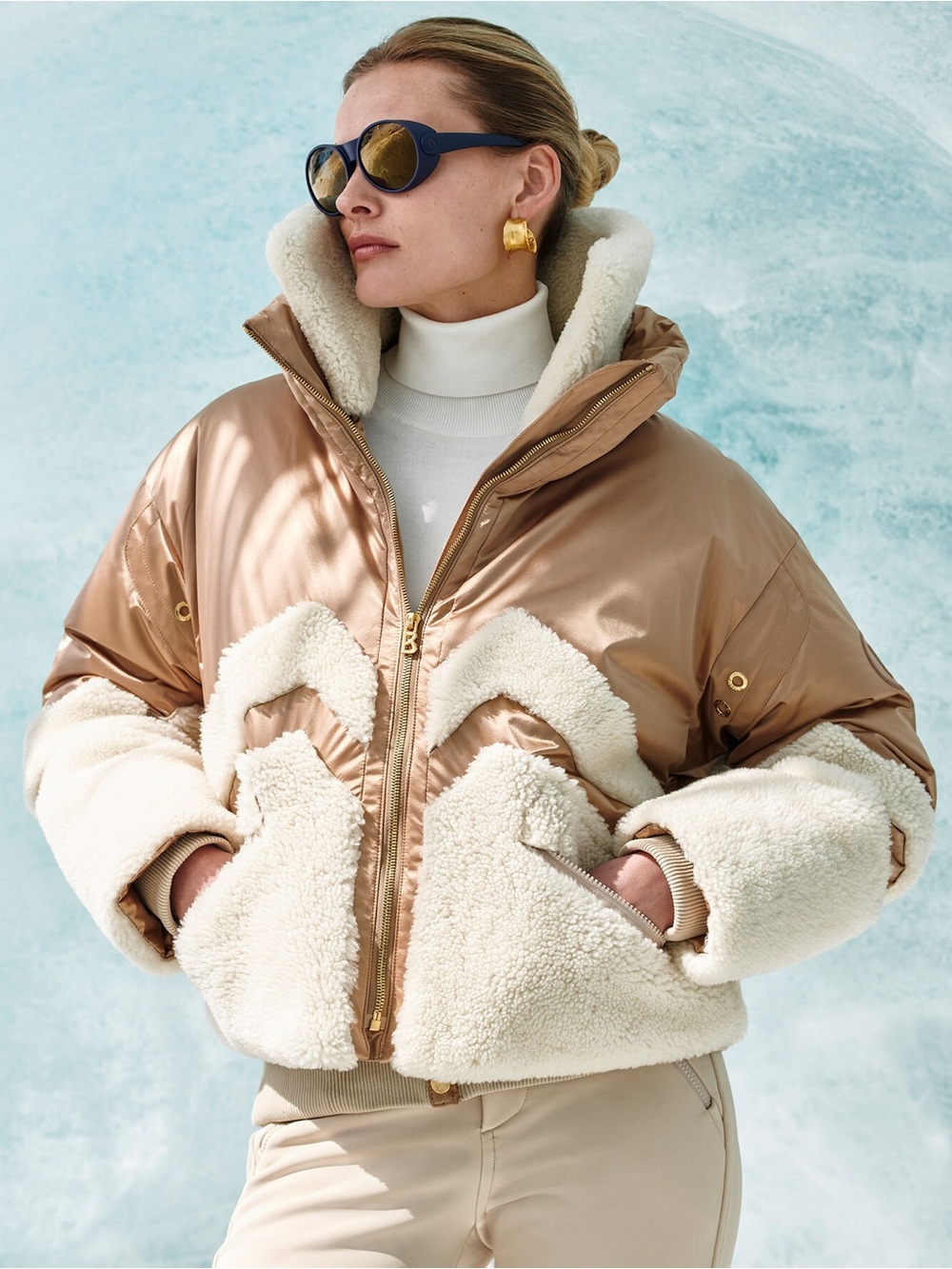 Bogner Milia shearling paneled down ski jacket